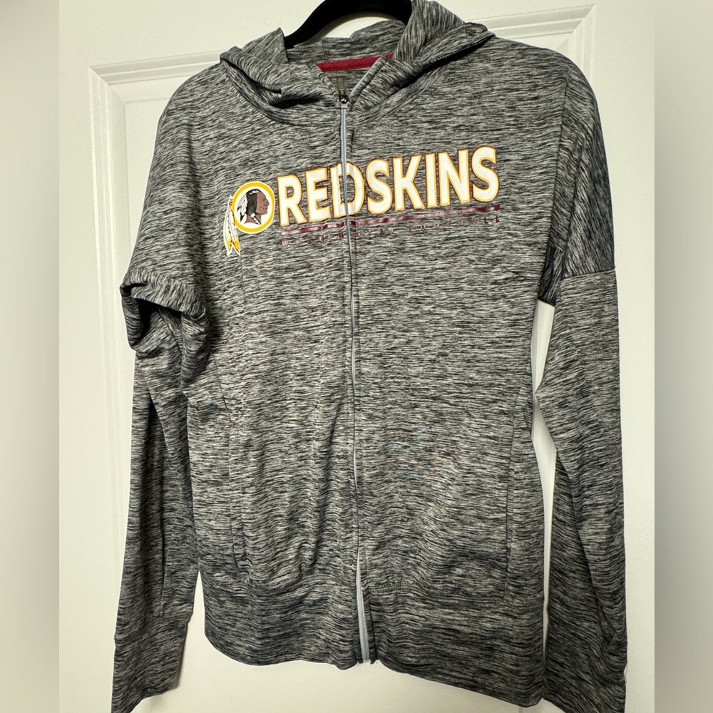 Vintage Redskins (Commanders) NFL Logo Hooded Jacket, Gray/black/white, Size Sm